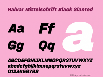 Halvar-MittelschriftBlackSlanted Version 1.000;hotconv 1.0.109;makeotfexe 2.5.65596图片样张