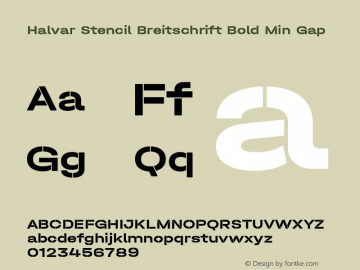 Halvar Stencil Breitschrift Bold Min Gap Version 1.000;hotconv 1.0.109;makeotfexe 2.5.65596图片样张