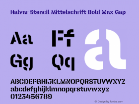 Halvar Stencil Mittelschrift Bold Max Gap Version 1.000;hotconv 1.0.109;makeotfexe 2.5.65596图片样张