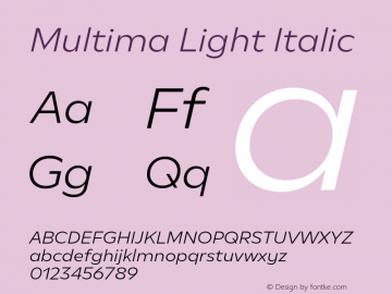 Multima-LightItalic Version 1.000图片样张