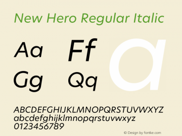 New Hero Regular Italic Version 2.002;FEAKit 1.0图片样张