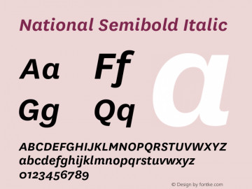 National Semibold Italic Version 2.001图片样张