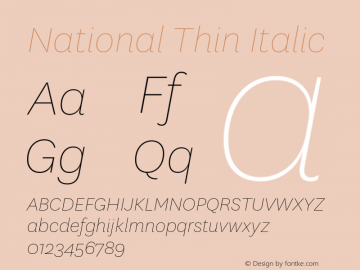 National Thin Italic Version 2.001图片样张