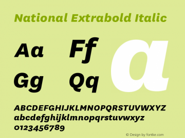 National Extrabold Italic Version 1.000图片样张