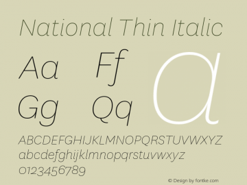 National Thin Italic Version 1.000图片样张
