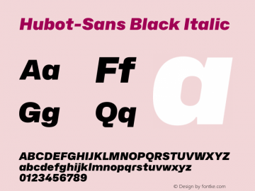 Hubot-Sans Black Italic Version 1.000图片样张