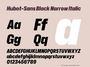 Hubot-Sans Black Narrow Italic Version 1.000图片样张