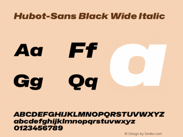 Hubot-Sans Black Wide Italic Version 1.000图片样张