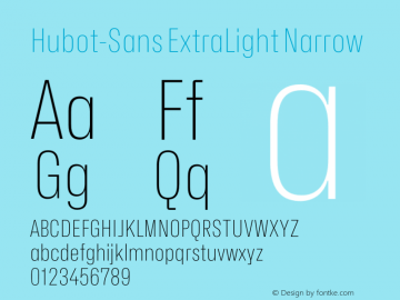 Hubot-Sans ExtraLight Narrow Version 1.000图片样张