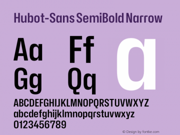 Hubot-Sans SemiBold Narrow Version 1.000图片样张