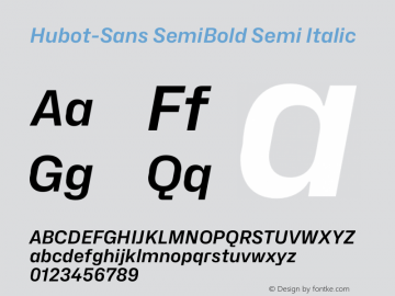 Hubot-Sans SemiBold Semi Italic Version 1.000图片样张
