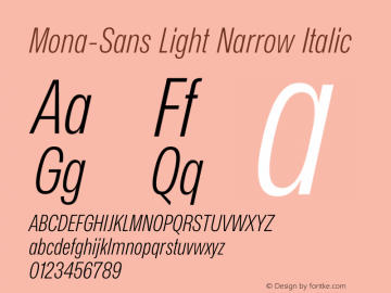 Mona-Sans Light Narrow Italic Version 2.000图片样张