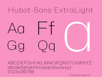 Hubot-Sans ExtraLight Version 1.000图片样张