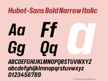 Hubot-Sans Bold Narrow Italic Version 1.000图片样张