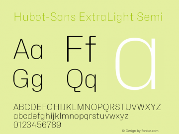 Hubot-Sans ExtraLight Semi Version 1.000图片样张