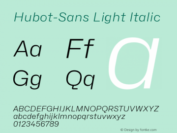 Hubot-Sans Light Italic Version 1.000图片样张