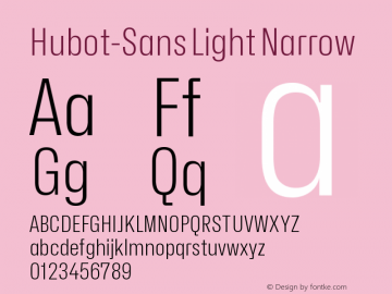 Hubot-Sans Light Narrow Version 1.000图片样张