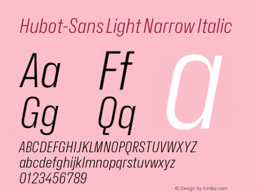 Hubot-Sans Light Narrow Italic Version 1.000图片样张