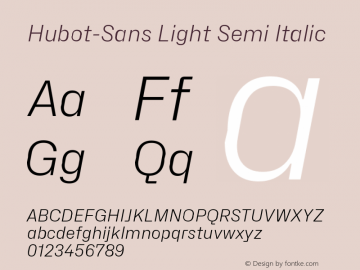 Hubot-Sans Light Semi Italic Version 1.000图片样张