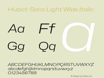 Hubot-Sans Light Wide Italic Version 1.000图片样张