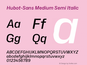 Hubot-Sans Medium Semi Italic Version 1.000图片样张