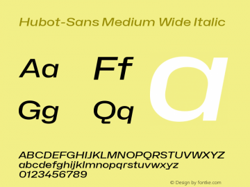 Hubot-Sans Medium Wide Italic Version 1.000图片样张