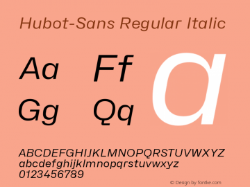 Hubot-Sans Regular Italic Version 1.000图片样张