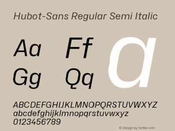 Hubot-Sans Regular Semi Italic Version 1.000图片样张