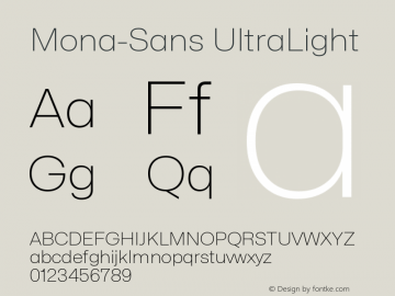Mona-Sans UltraLight Version 2.000图片样张