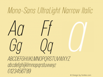 Mona-Sans UltraLight Narrow Italic Version 2.000图片样张