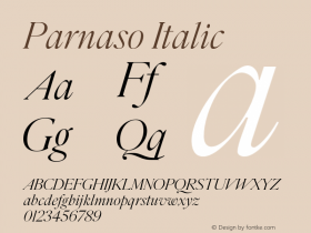 Parnaso Italic Version 1.000;PS 1.0;hotconv 1.0.70;makeotf.lib2.5.58329 DEVELOPMENT图片样张