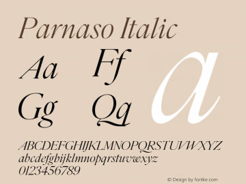 Parnaso Italic Version 1.000;PS 1.0;hotconv 1.0.70;makeotf.lib2.5.58329 DEVELOPMENT图片样张