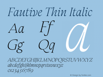Fautive Thin Italic Version 1.000图片样张