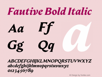 Fautive Bold Italic Version 1.000图片样张
