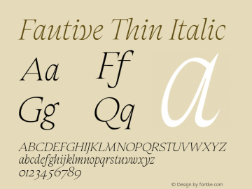 Fautive Thin Italic Version 1.000图片样张