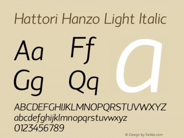 HattoriHanzo-LightItalic Version 1.000图片样张