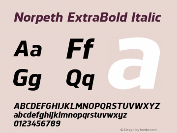 Norpeth ExtraBold Italic Version 1.001;PS 001.001;hotconv 1.0.70;makeotf.lib2.5.58329图片样张