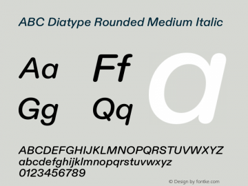 ABCDiatypeRounded-MediumItalic Version 1.100图片样张