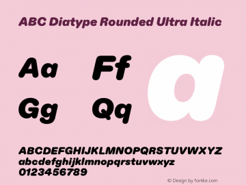 ABCDiatypeRounded-UltraItalic Version 1.100图片样张