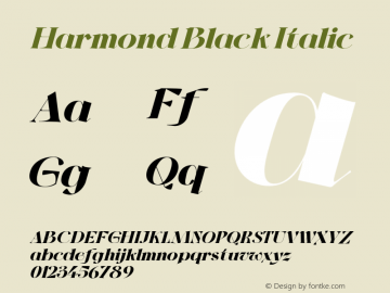 Harmond-BlackItalic Version 1.001;Fontself Maker 3.5.4图片样张
