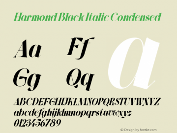 Harmond-BlackItalicCondensed Version 1.001;Fontself Maker 3.5.4图片样张