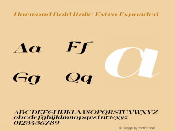 Harmond-BoldItaExtExp Version 1.001;Fontself Maker 3.5.4图片样张