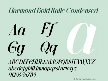 Harmond-BoldItalicCondensed Version 1.001;Fontself Maker 3.5.4图片样张