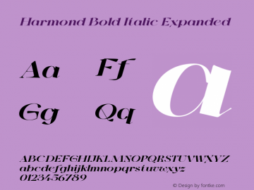 Harmond-BoldItalicExpanded Version 1.001;Fontself Maker 3.5.4图片样张