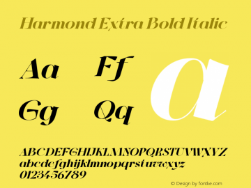 Harmond-ExtraBoldItalic Version 1.001;Fontself Maker 3.5.4图片样张
