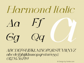 Harmond-Italic Version 1.001;Fontself Maker 3.5.4图片样张