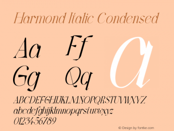 Harmond-ItalicCondensed Version 1.001;Fontself Maker 3.5.4图片样张