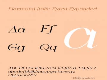 Harmond-ItalicExtraExpanded Version 1.001;Fontself Maker 3.5.4图片样张