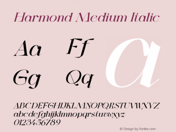 Harmond-MediumItalic Version 1.001;Fontself Maker 3.5.4图片样张