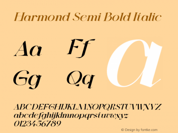 Harmond-SemiBoldItalic Version 1.001;Fontself Maker 3.5.4图片样张